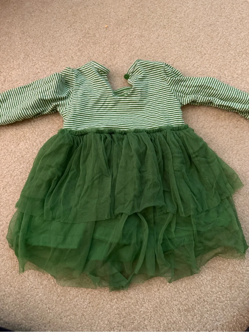 Green Striped Tulle Dress - Clover St Patrick’s Day 12 months